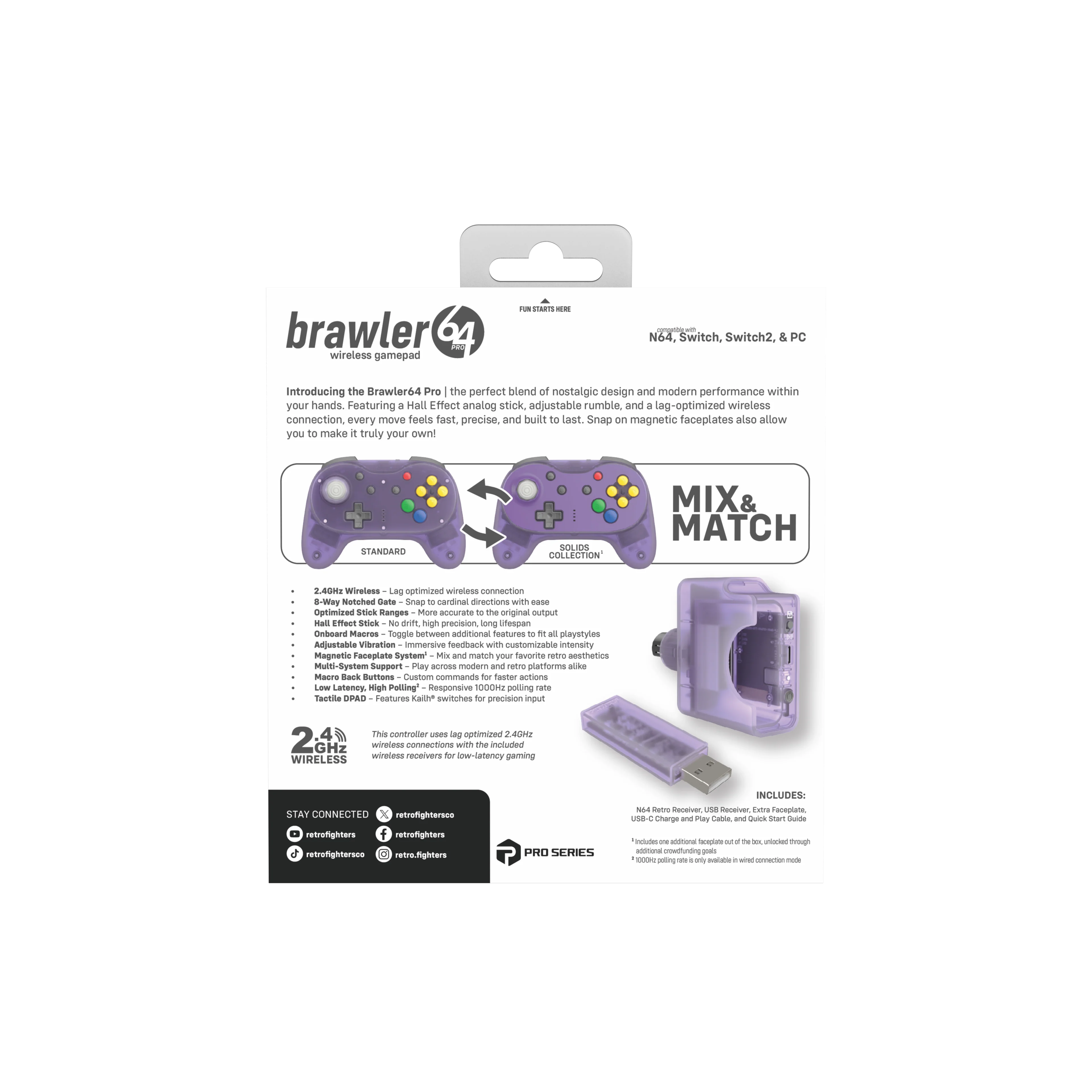 Brawler64 N64 Pro Series Wireless Controller [Atomic Purple] - N64 / Switch / Switch 2 / PC (PRE-ORDER) - Image 3