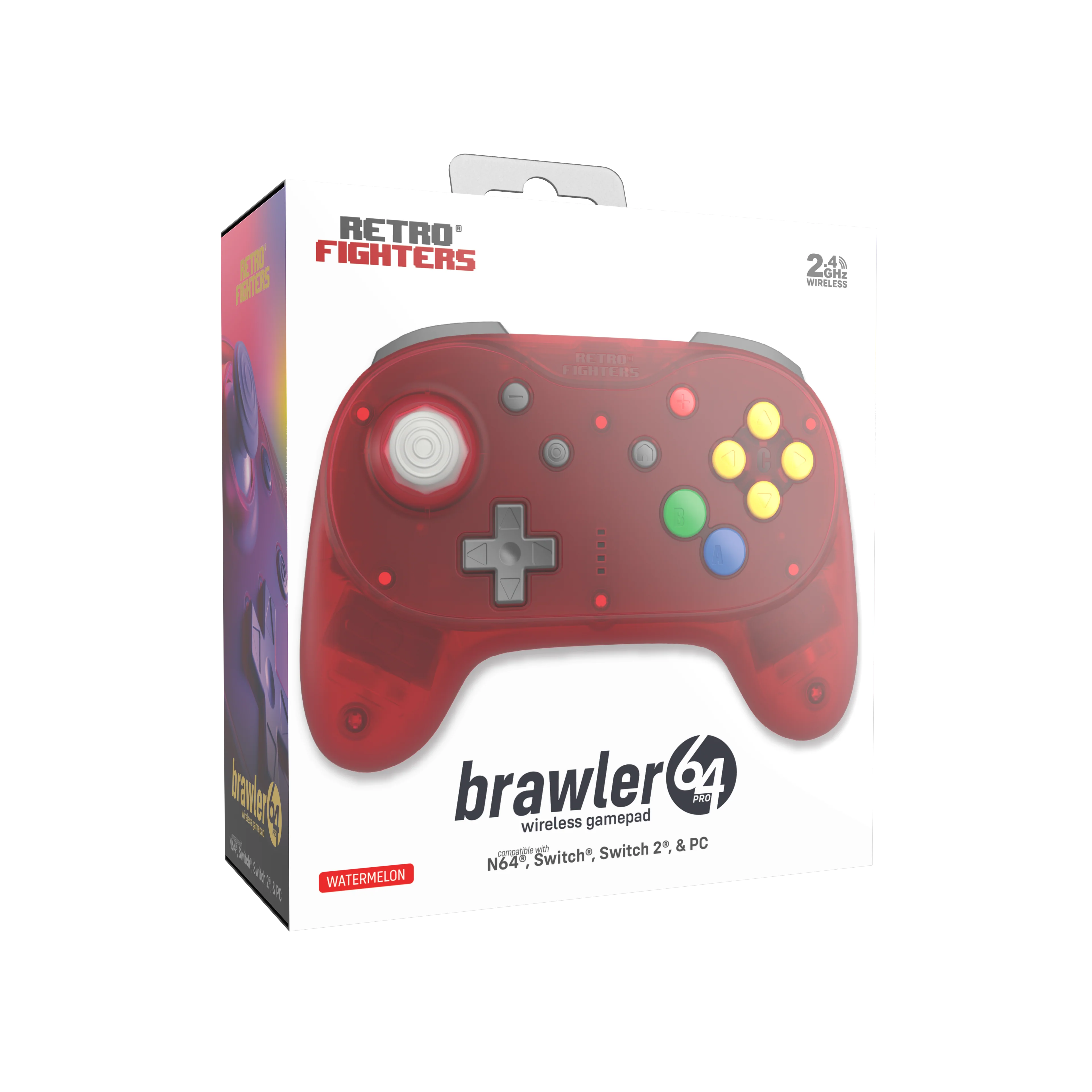 Brawler64 N64 Pro Series Wireless Controller [Watermelon Red] - N64 / Switch / Switch 2 / PC (PRE-ORDER)
