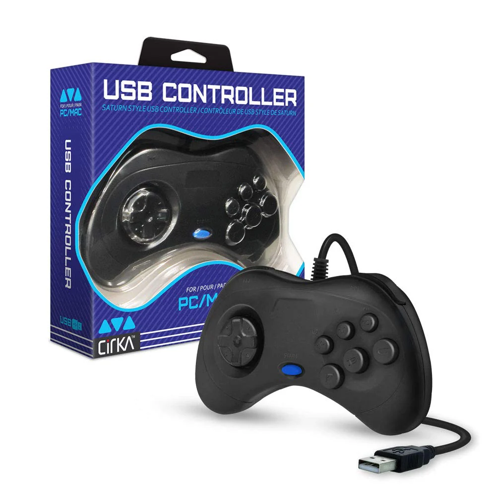 Cirka Sega Saturn-Style USB Controller for PC/ Mac (Black)