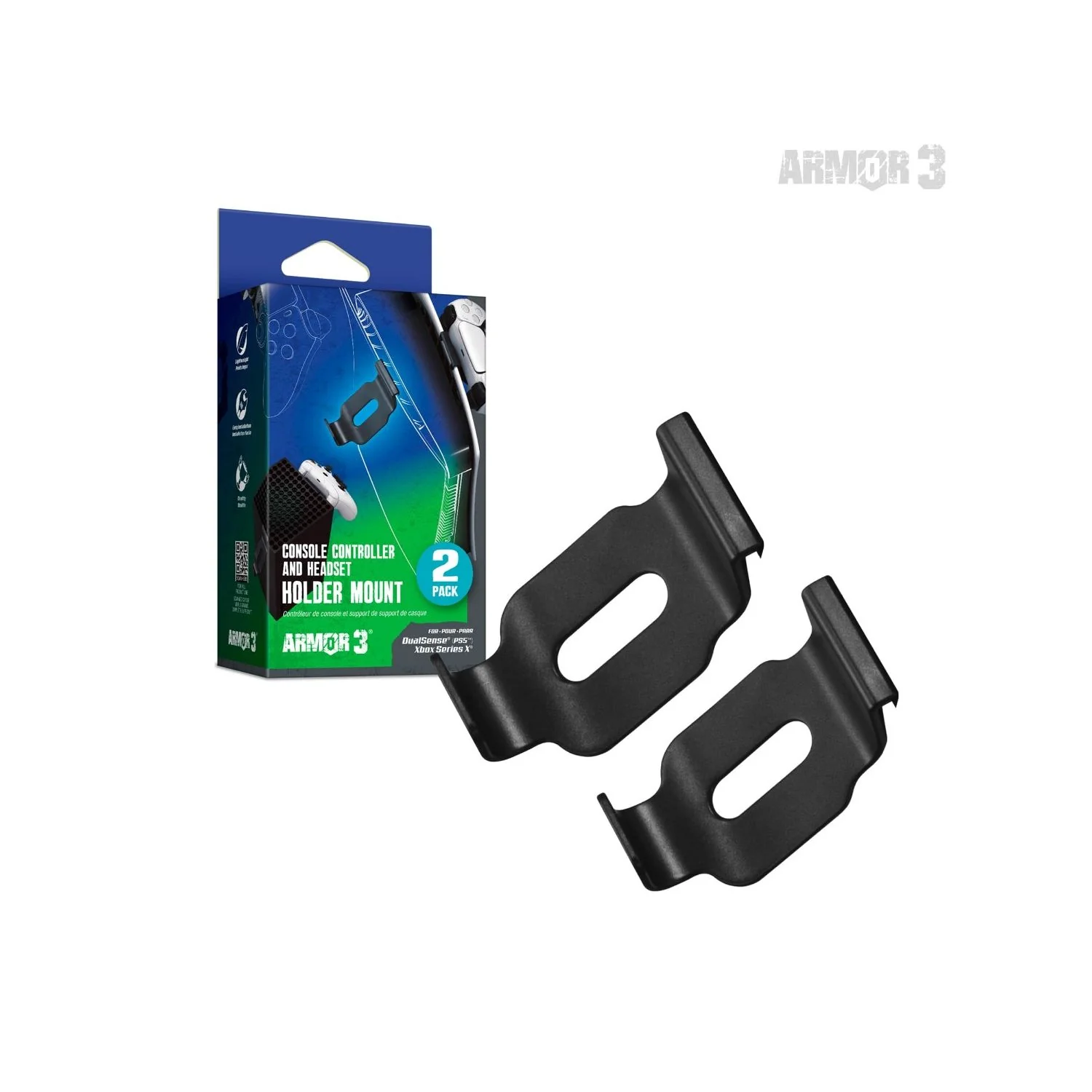 Console Controller and Headset Holder Mount (2 Pcs.) for Dualsense (PS5) / Xbox Wireless Controller (Xbox Series X) - Armor3
