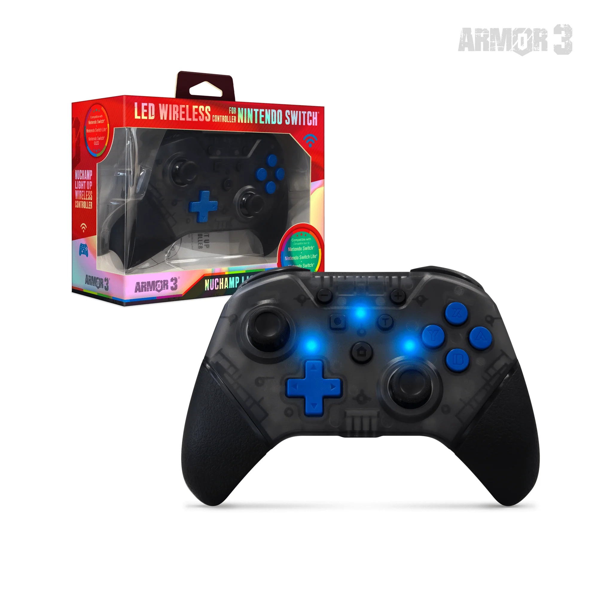 NuChamp" Wireless Game Controller for Nintendo Switch® OLED Model/Switch® Lite/Switch®(Grey/LED)