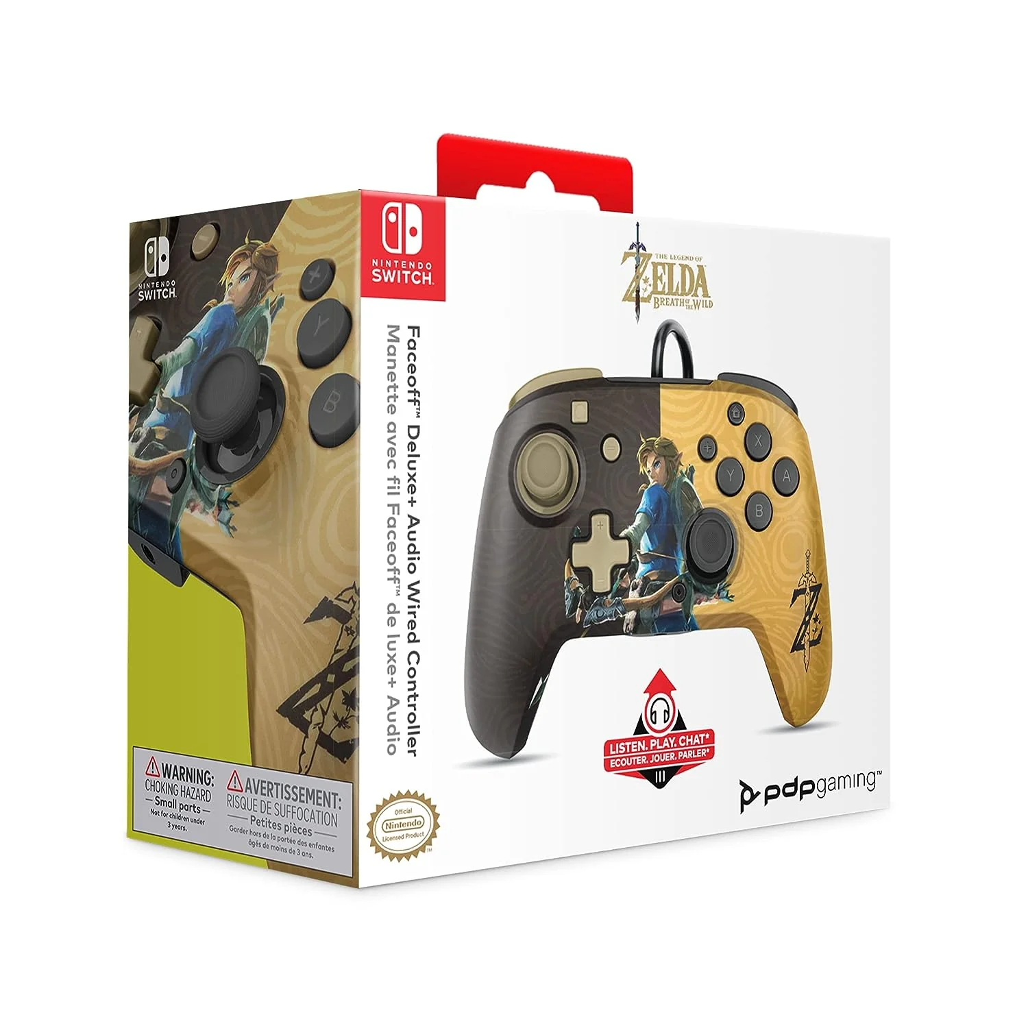 PDP Faceoff Deluxe + Audio Wired Controller Hyrule Hero Link - Nintendo Switch