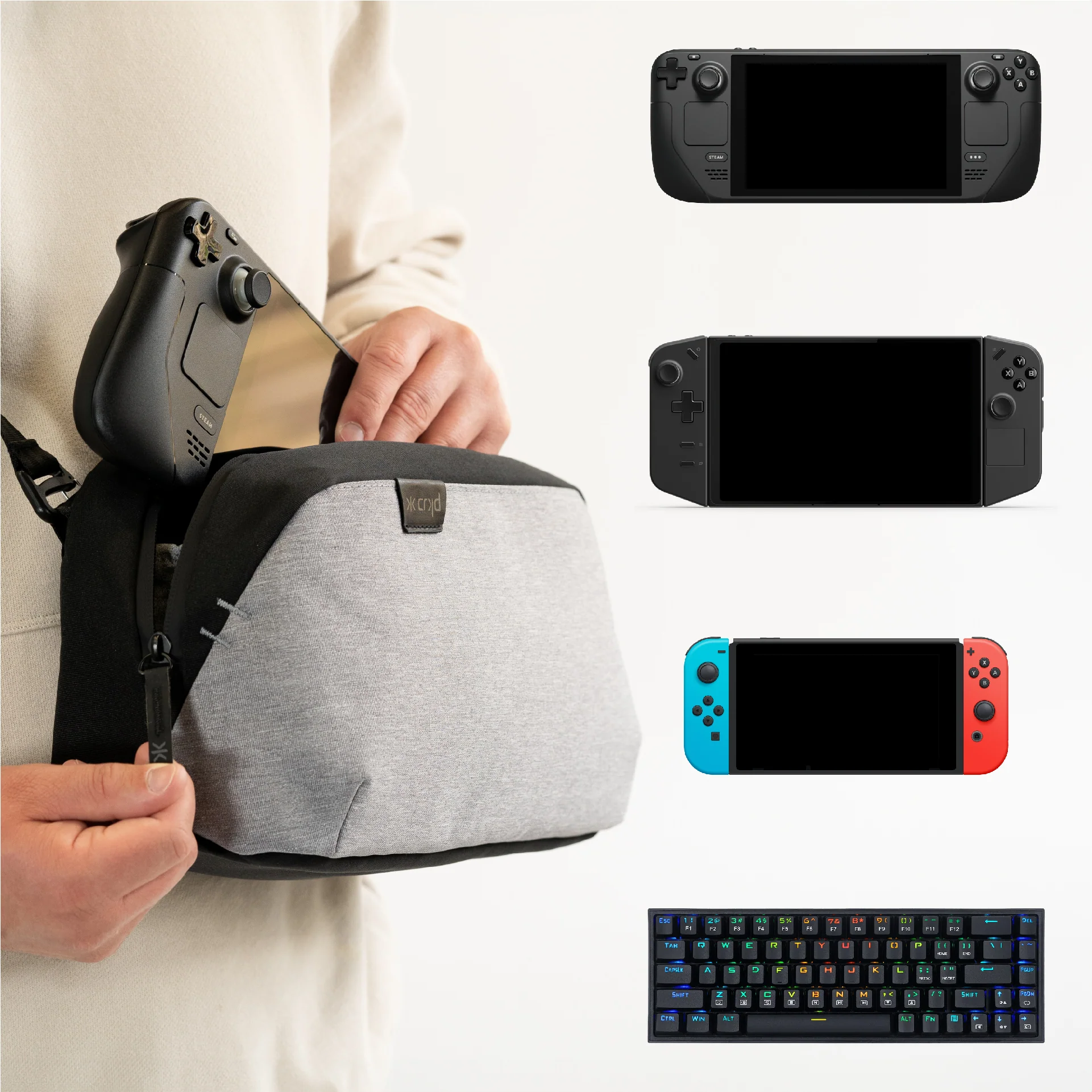 CRKD Pro Gaming Gear Carry Bag [Light Grey] - Nintendo Switch - Image 2
