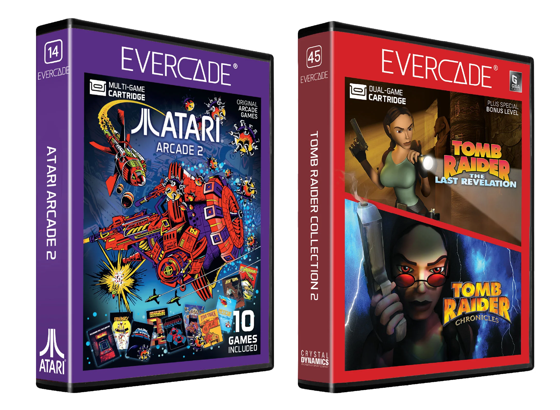Evercade Atari Arcade 2 [A#14] & Evercade Tomb Raider Collection 2 [#45] Combo Pack