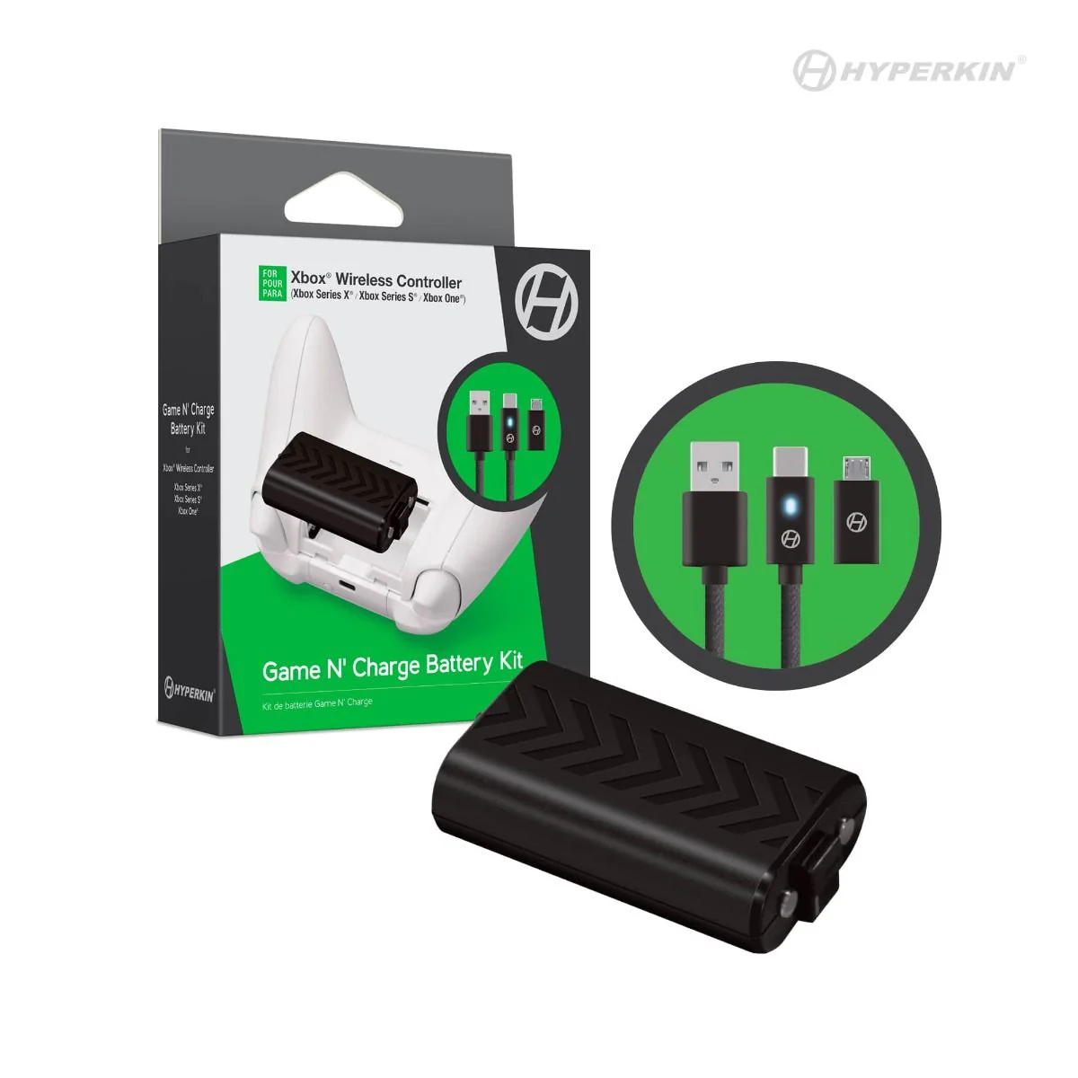 GAME N CHARGE BATTERY KIT FOR XBS WIRELESS CONTROLLER (BLACK) - XBOX SERIES X/S