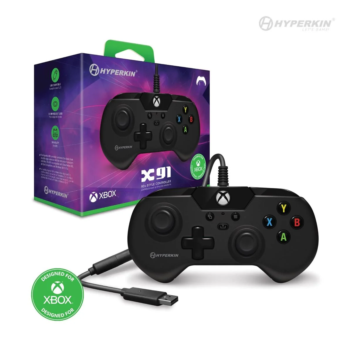 Hyperkin X91 Wired Controller (black) for Xbox Series X/Xbox Series S/Xbox One/Windows 10 | 11