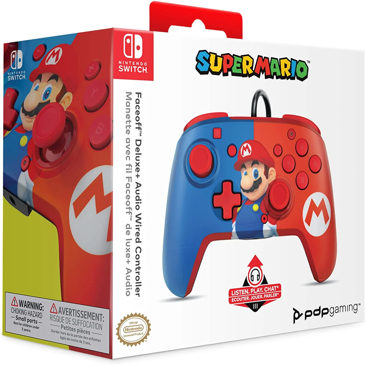 PDP FACEOFF DELUXE+ AUDIO WIRED CONTROLLER: POWER POSE MARIO - SWITCH - Image 7