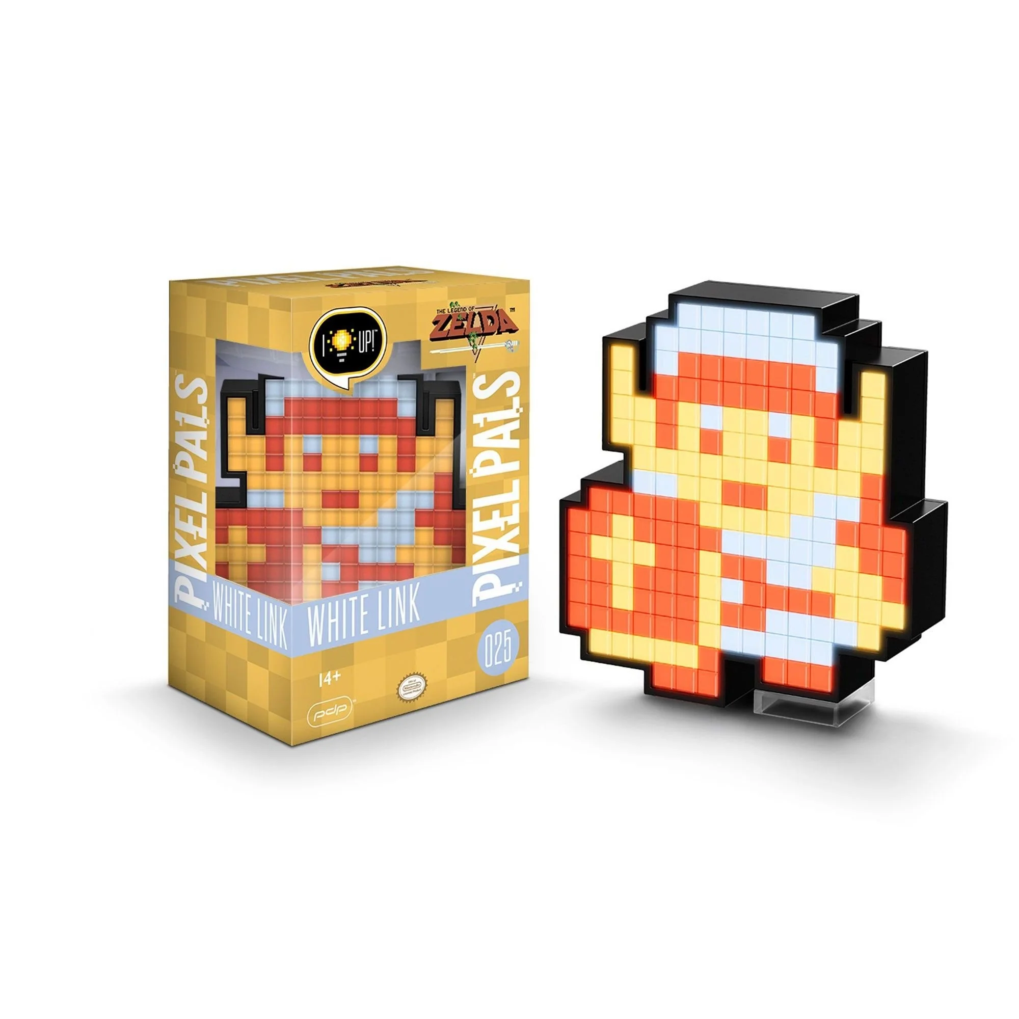 PDP Pixel Pals Nintendo White 8-Bit Link Collectible Lighted Figure