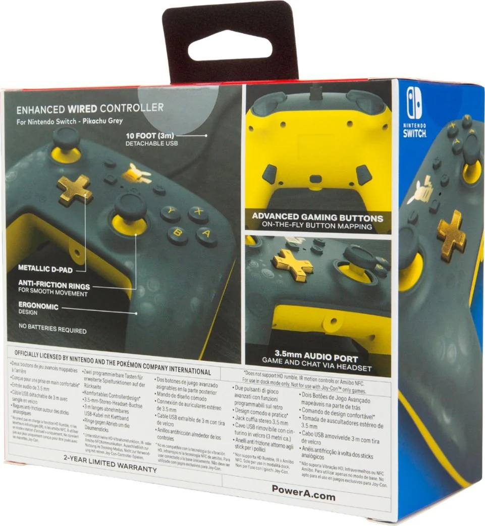 Power A - Enhanced Wired Controller Pokémon Pikachu Grey - Nintendo Switch - Image 4