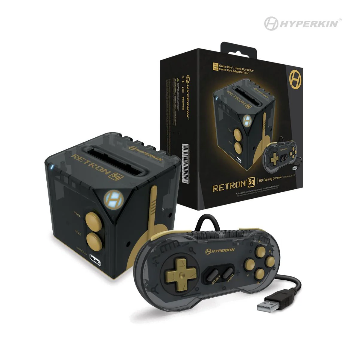RetroN Sq: HD Gaming Console For Game Boy/Game Boy Color/ Game Boy Advance (BlackGold) - Hyperkin